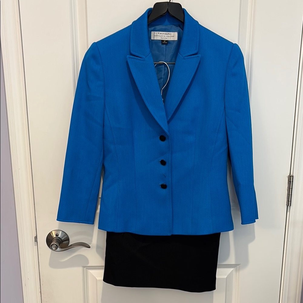 Tahari ASL Blue Blazer Professional Tailored Jacket